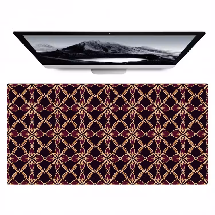 Desk Mat - Symmetrical - Tile - Burgundy — 1