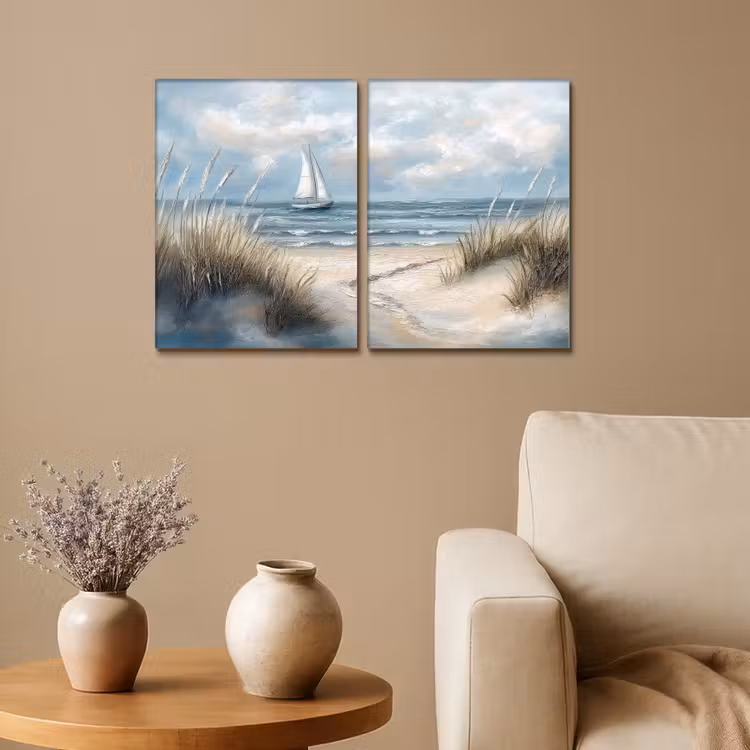 Diptych Canvas Print - Beach - Paint - Nature - Boat — 1