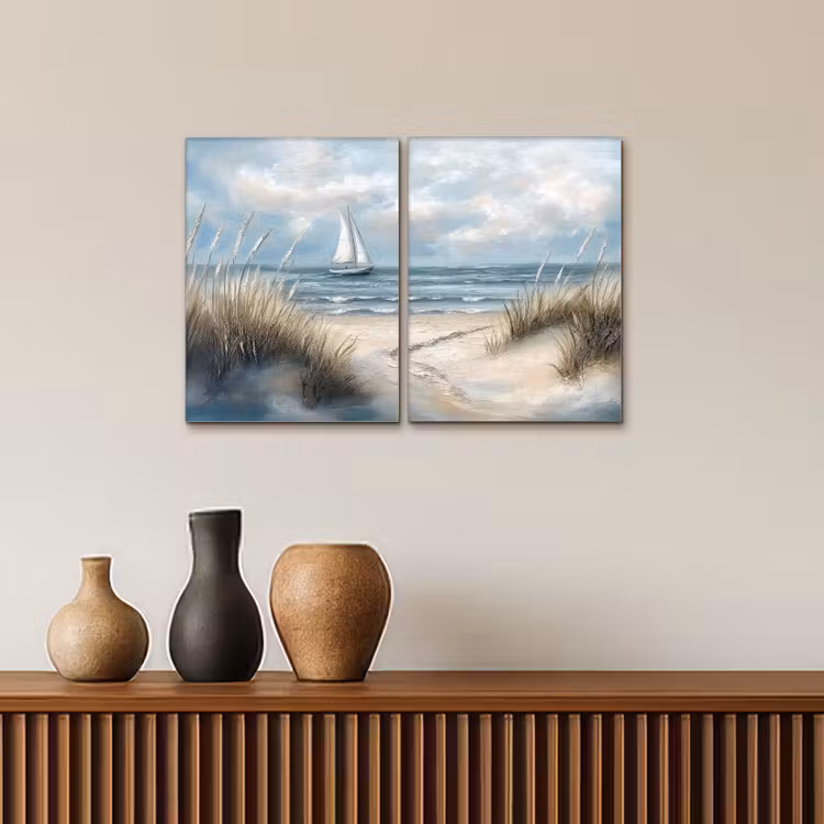 Diptych Canvas Print - Beach - Paint - Nature - Boat — 3
