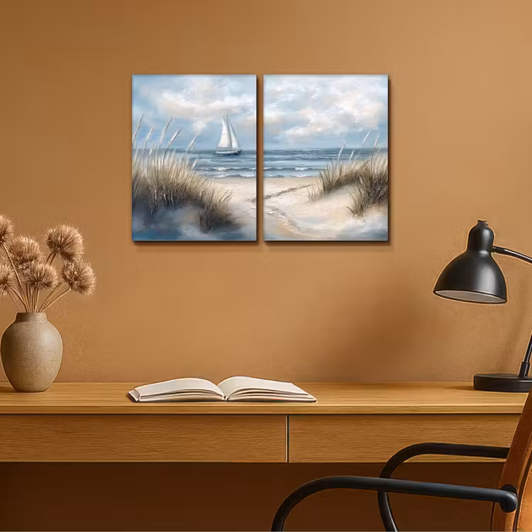 Diptych Canvas Print - Beach - Paint - Nature - Boat — 5