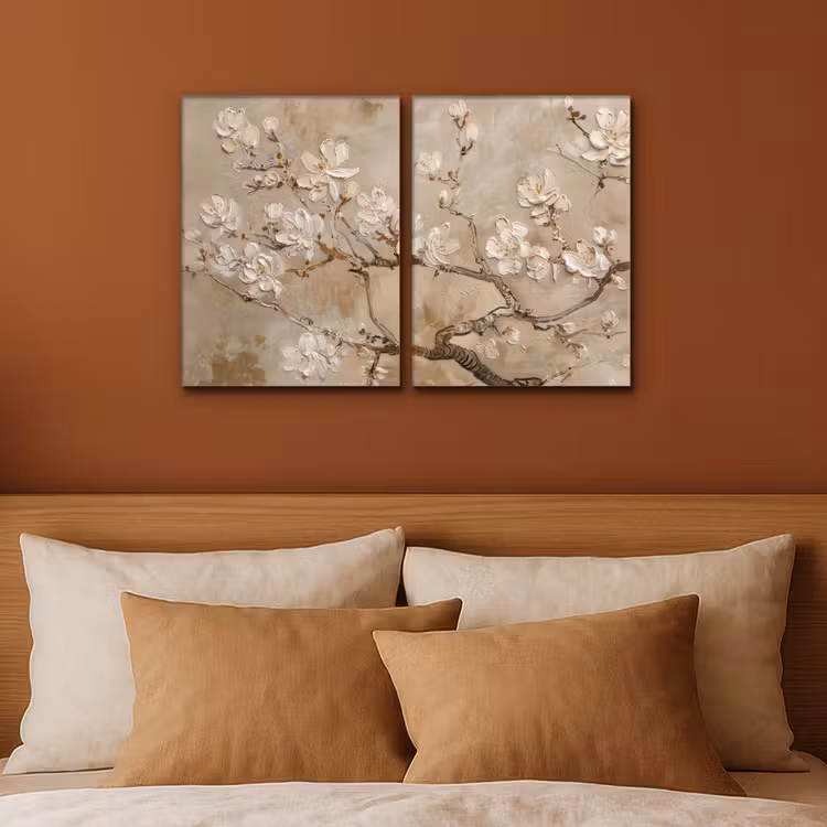 Diptych Canvas Print - Beige - Blossom - Modern — 2