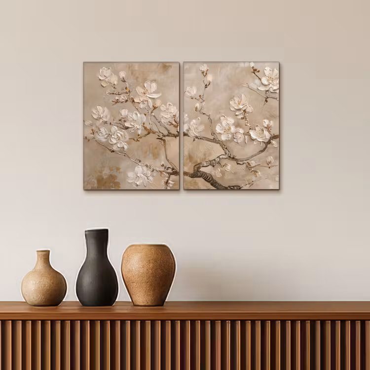 Diptych Canvas Print - Beige - Blossom - Modern — 3