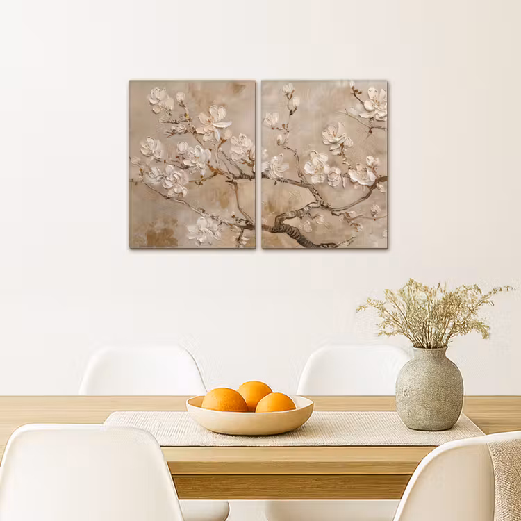 Diptych Canvas Print - Beige - Blossom - Modern — 4