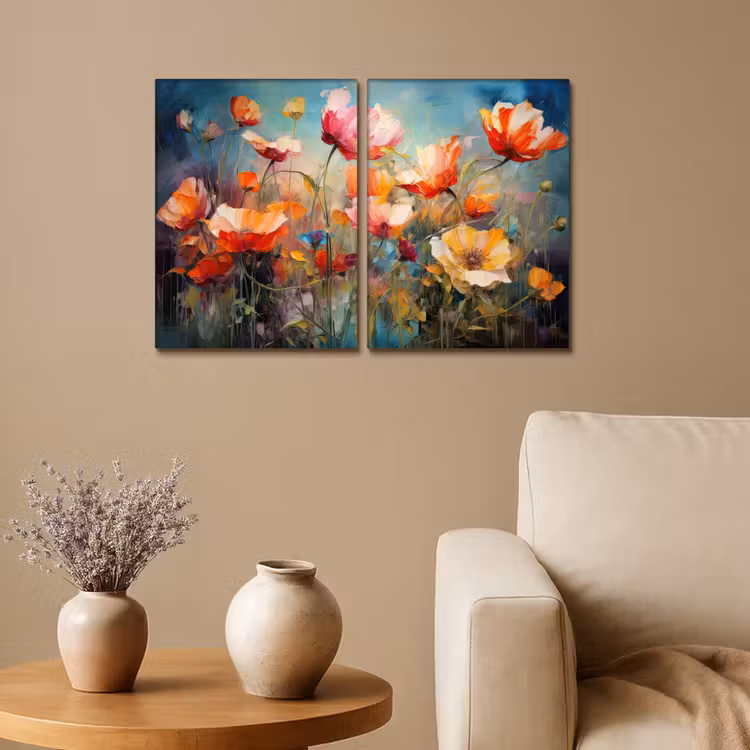 Diptych Canvas Print - Flowers - Colorful - Abstract — 1