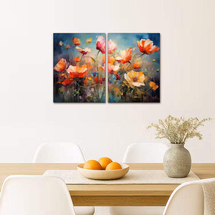 Diptych Canvas Print - Flowers - Colorful - Abstract — 4