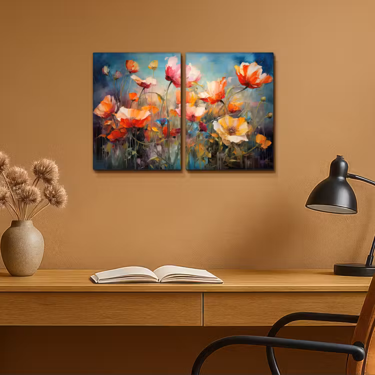 Diptych Canvas Print - Flowers - Colorful - Abstract — 5