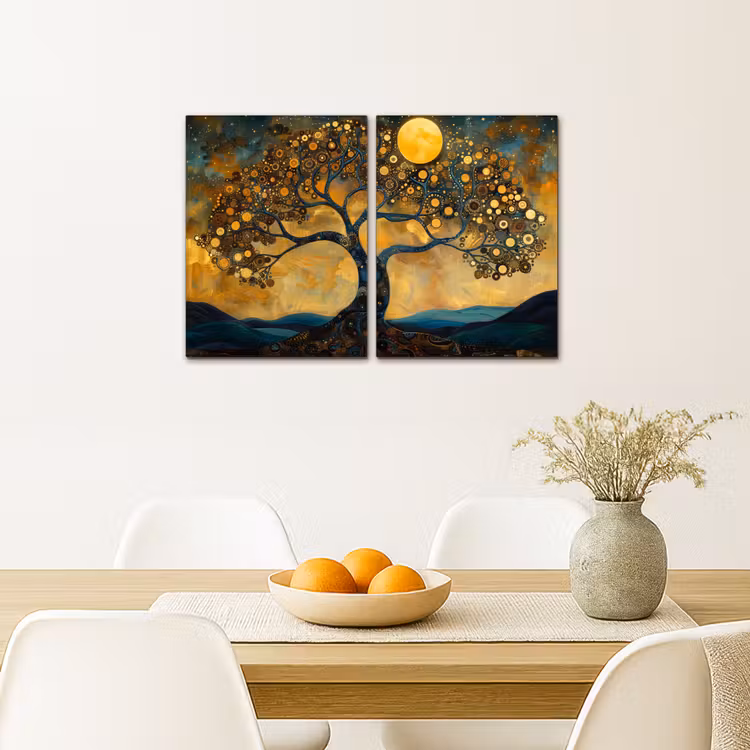 Diptych Canvas Print - Tree - Yellow - Abstract - Modern — 4