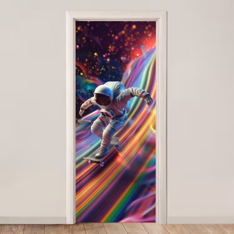 Door sticker - Astronaut - Space - Skateboard - Colorful — 1