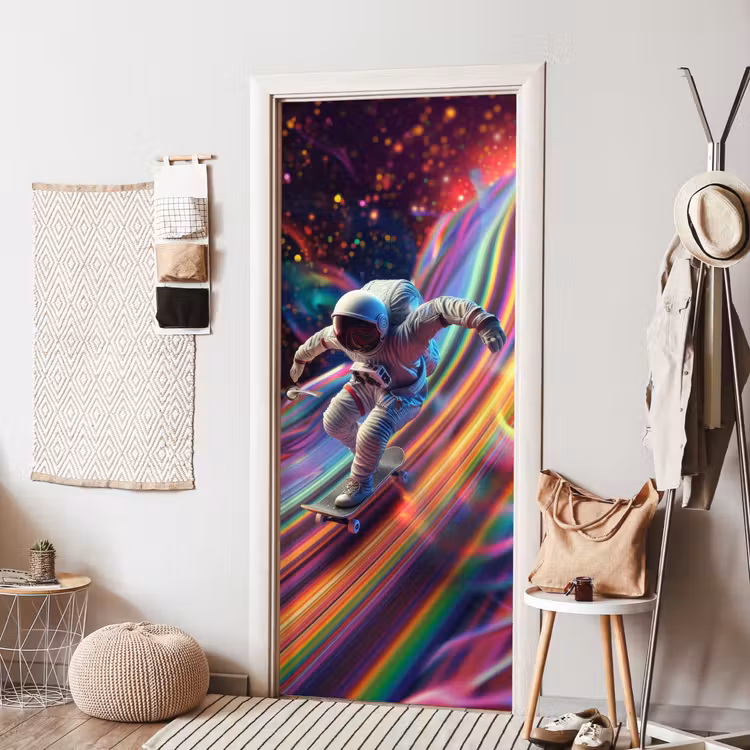 Door sticker - Astronaut - Space - Skateboard - Colorful — 7