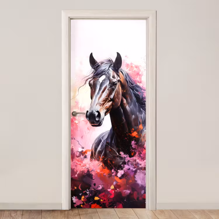 Door sticker - Horse - Animals - Girl - Pink — 1