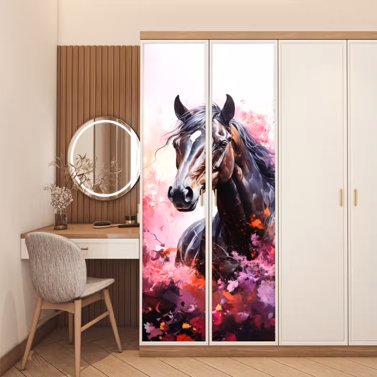 Door sticker - Horse - Animals - Girl - Pink — 4