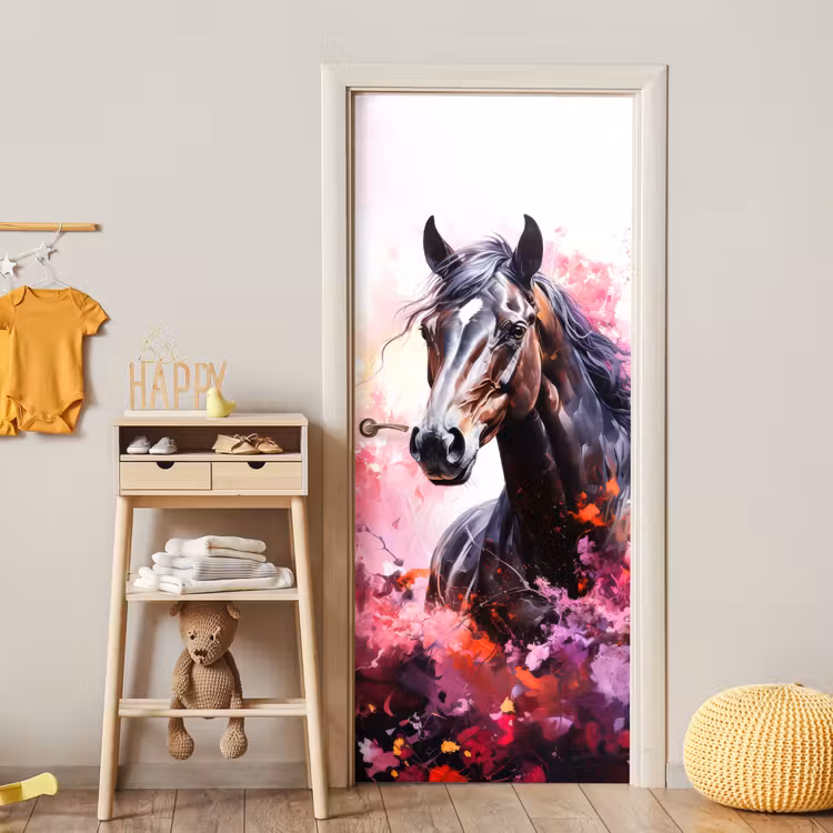 Door sticker - Horse - Animals - Girl - Pink — 5