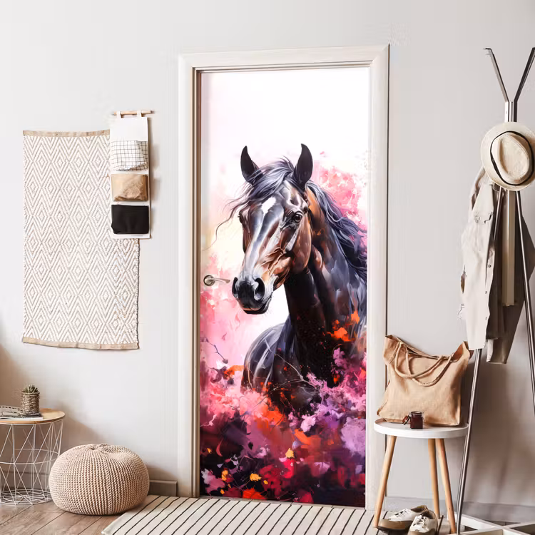 Door sticker - Horse - Animals - Girl - Pink — 7