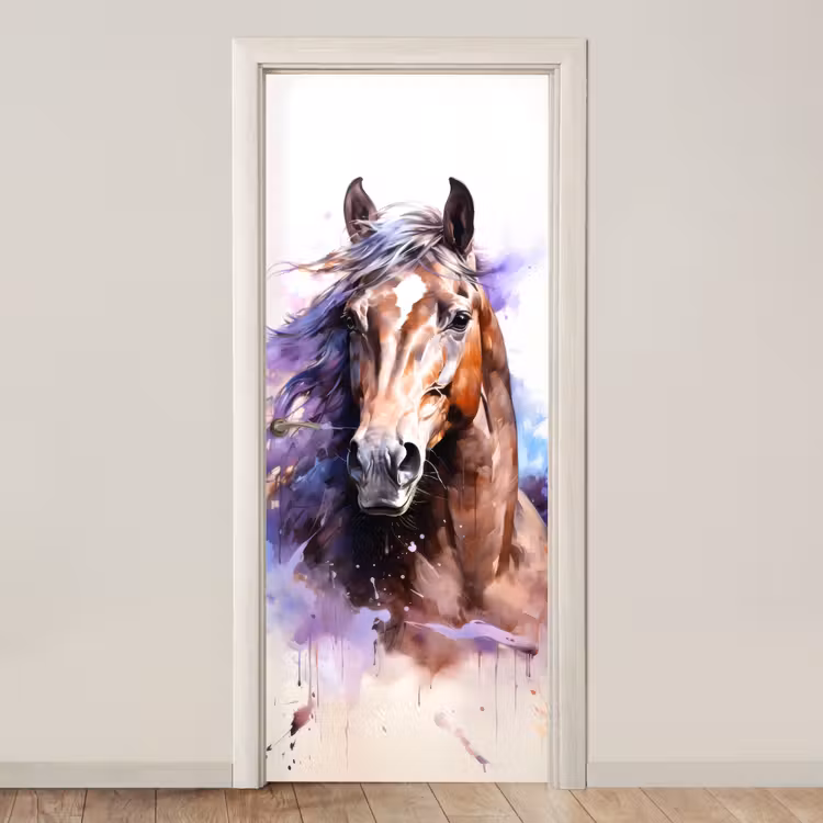 Door sticker - Horse - Animals - Girls - Purple - Brown — 1