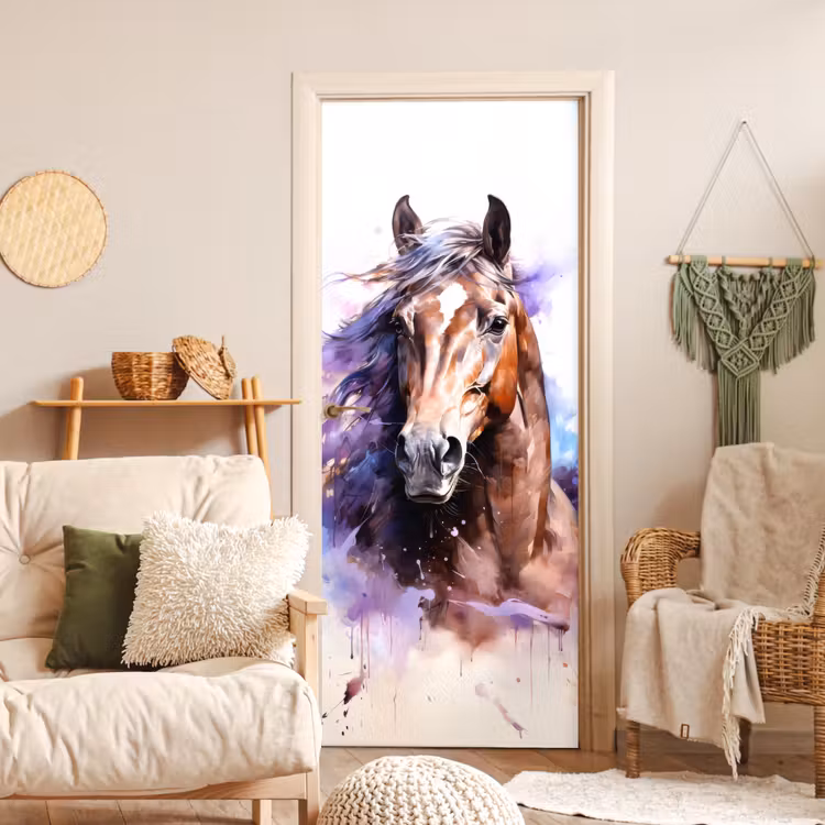 Door sticker - Horse - Animals - Girls - Purple - Brown — 3