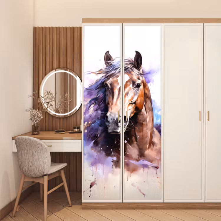 Door sticker - Horse - Animals - Girls - Purple - Brown — 4