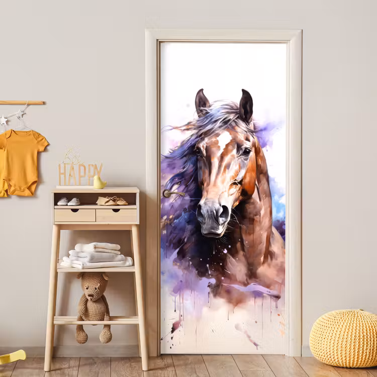 Door sticker - Horse - Animals - Girls - Purple - Brown — 5