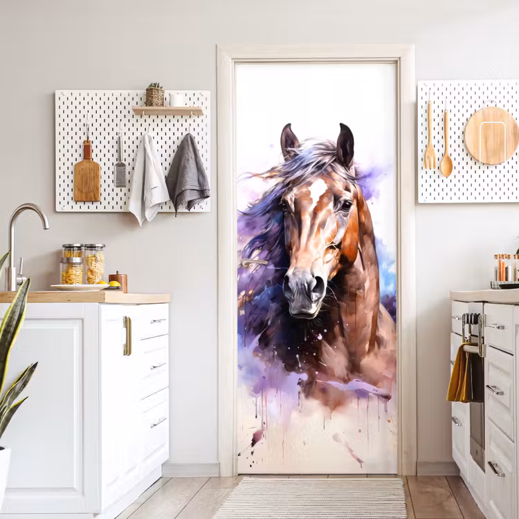 Door sticker - Horse - Animals - Girls - Purple - Brown — 6