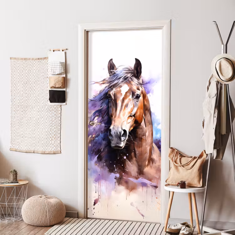 Door sticker - Horse - Animals - Girls - Purple - Brown — 7