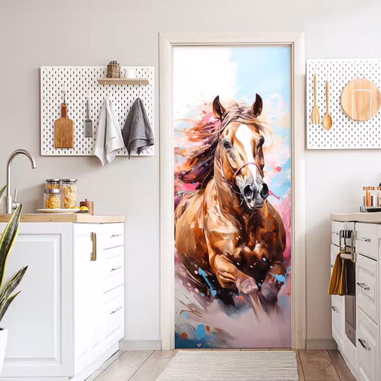 Door sticker - Horse - Girls - Blue - Pink — 6