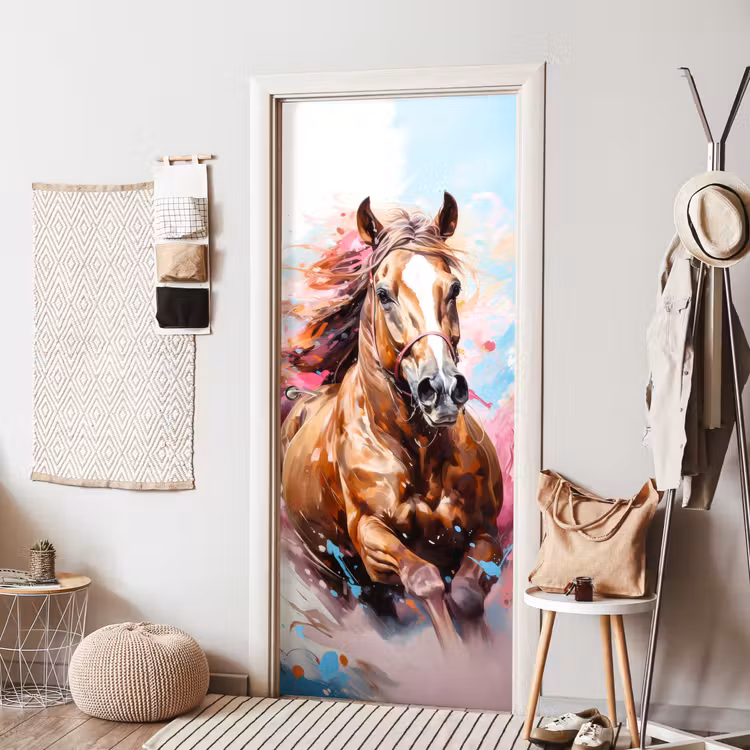 Door sticker - Horse - Girls - Blue - Pink — 7