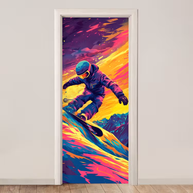 Door sticker - Snowboarding - Snow - Colorful — 1