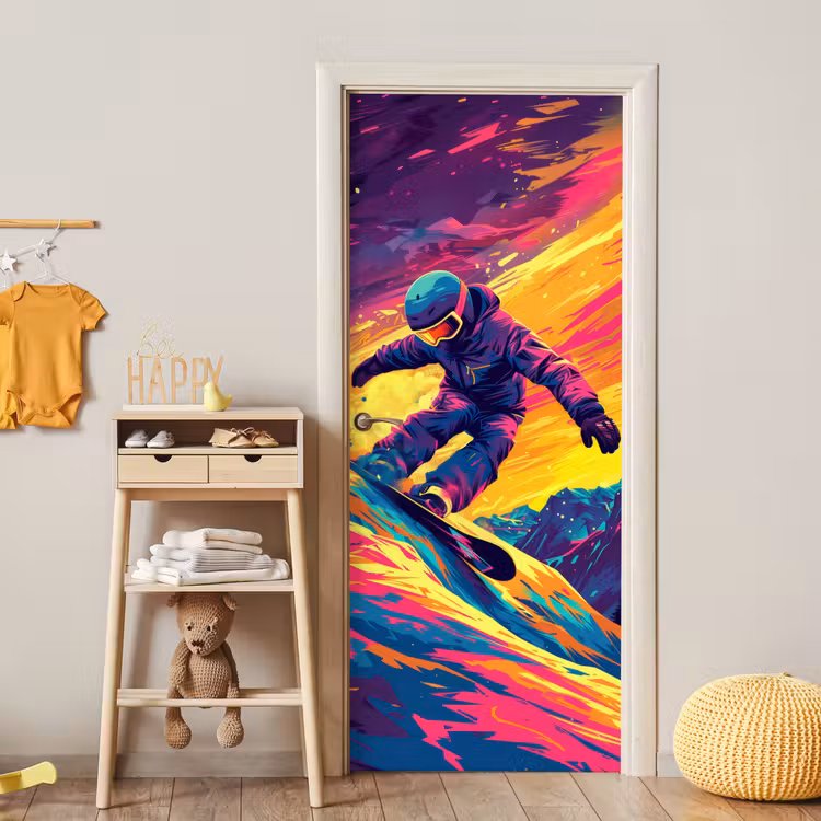 Door sticker - Snowboarding - Snow - Colorful — 5