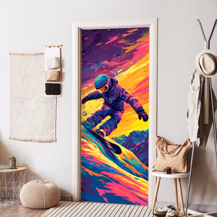 Door sticker - Snowboarding - Snow - Colorful — 7