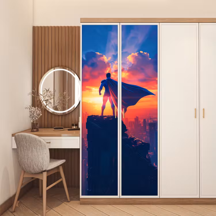 Door sticker - Superhero - City - Boys - Colorful - Sun — 4