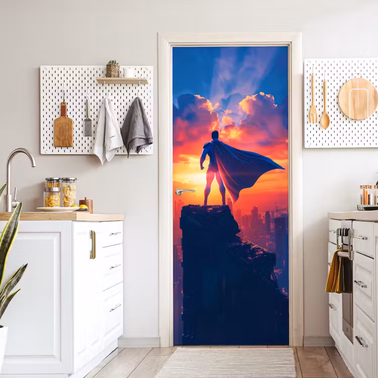 Door sticker - Superhero - City - Boys - Colorful - Sun — 6