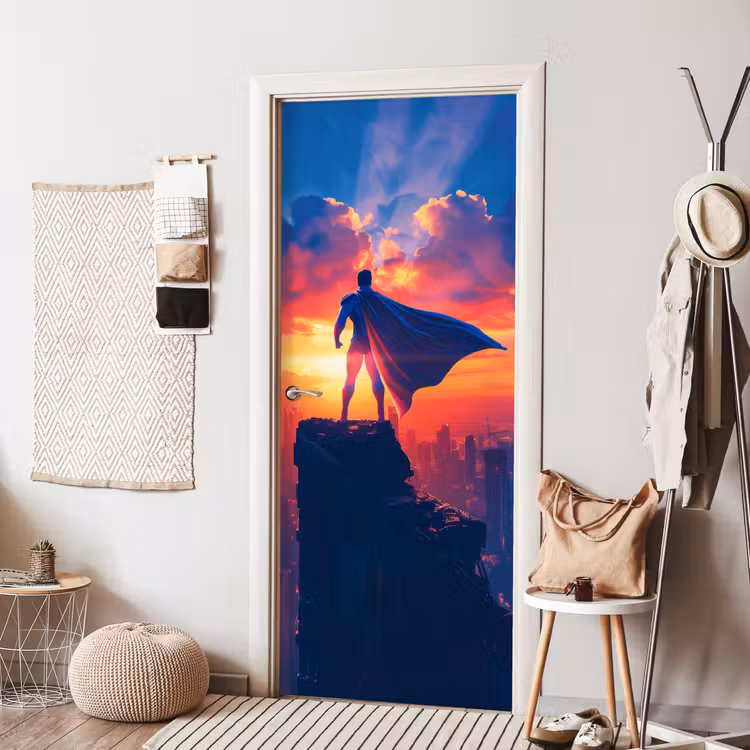 Door sticker - Superhero - City - Boys - Colorful - Sun — 7