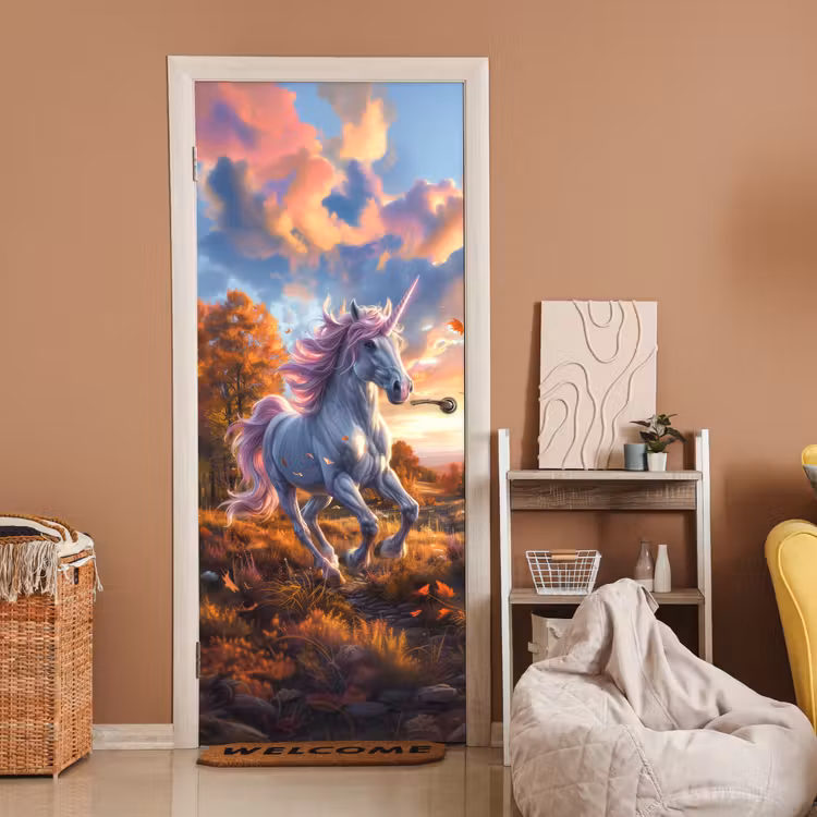 Door sticker - Unicorn - Fairy animal - Nature - Girls — 2