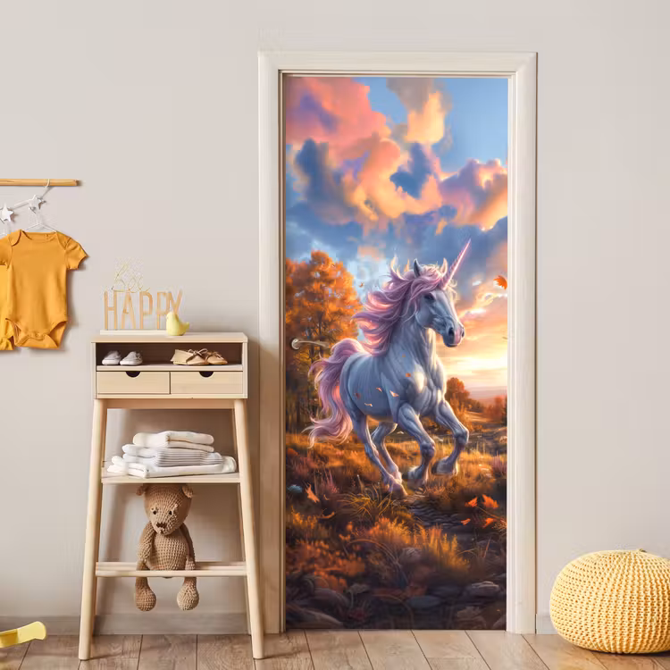 Door sticker - Unicorn - Fairy animal - Nature - Girls — 5