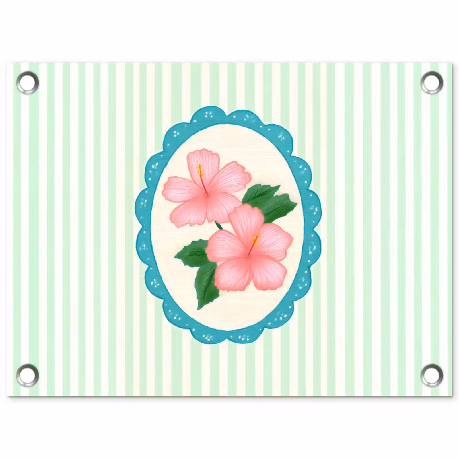 Garden Poster - Flowers - Oval - Stripes - Green — 1