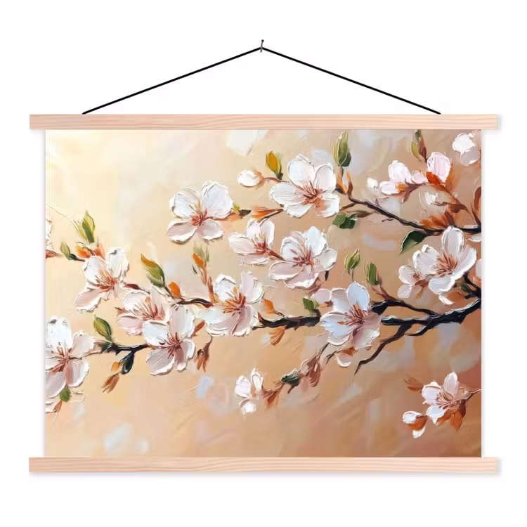 Hanging Poster - Blossom branches - Picturesque - Pink — 1