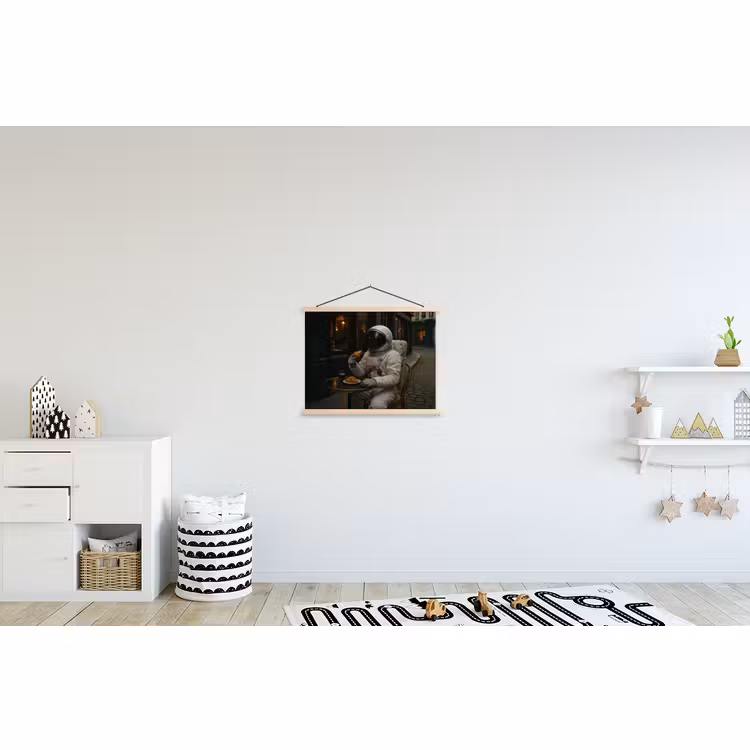 Hanging Poster - Cafe - Croissant - Coffee - Astronaut — 3