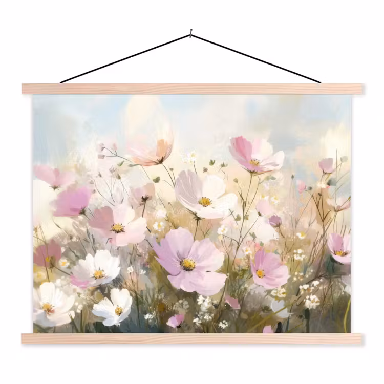 Hanging Poster - Field of flowers - Light shades - Painted — 1