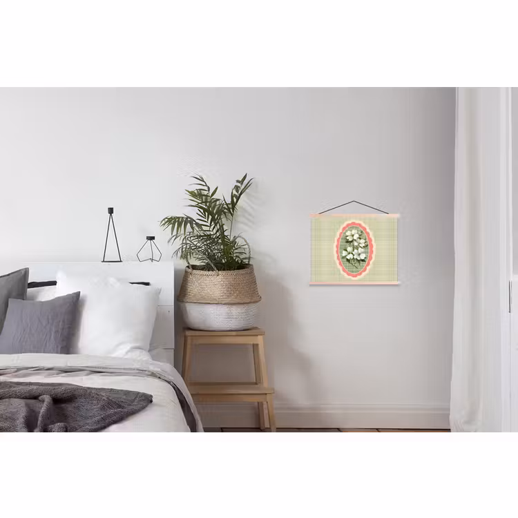 Hanging Poster - Flowers - Illustration - Checkered - Green — 2