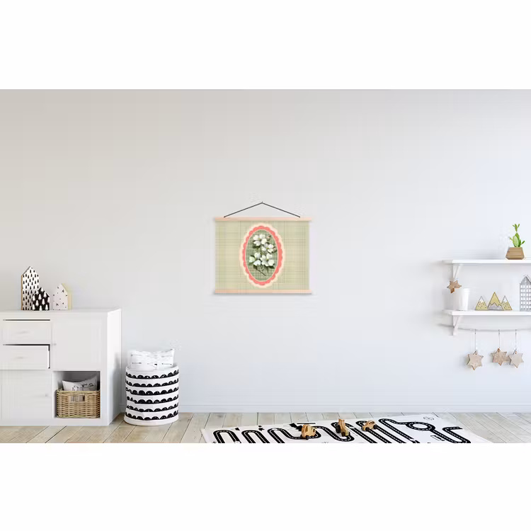 Hanging Poster - Flowers - Illustration - Checkered - Green — 3