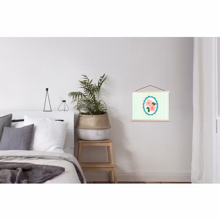 Hanging Poster - Flowers - Oval - Stripes - Green — 2