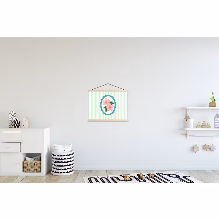 Hanging Poster - Flowers - Oval - Stripes - Green — 3