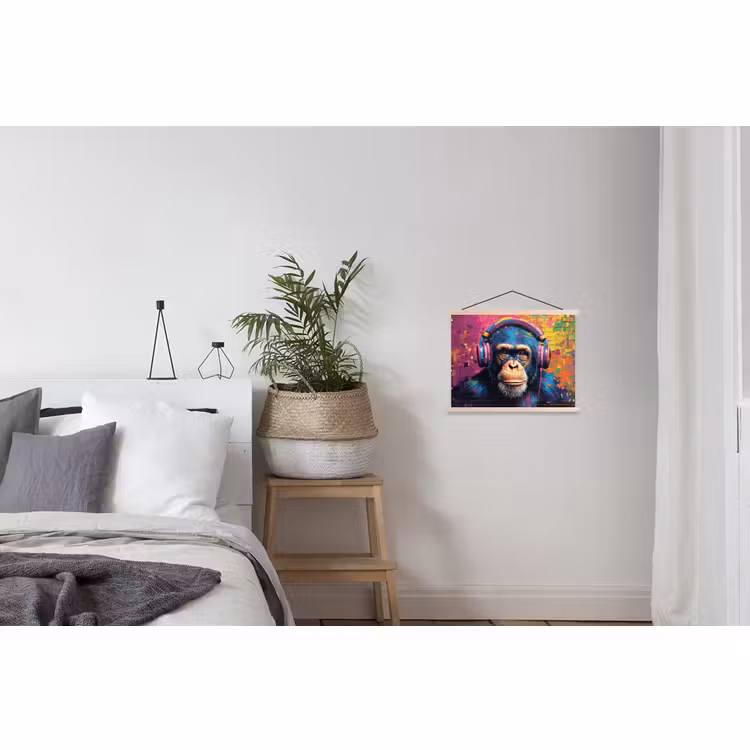 Hanging Poster - Graffiti - Chimpanzee - Street art - Headphones - Monkey — 2