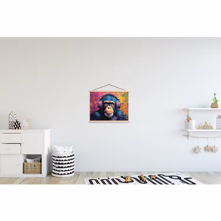 Hanging Poster - Graffiti - Chimpanzee - Street art - Headphones - Monkey — 3