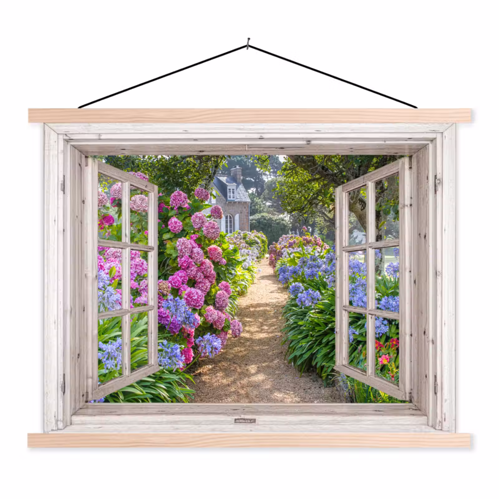 Hanging Poster - Hydrangea - See-through - Flowers - Summer - Purple - Path — 1