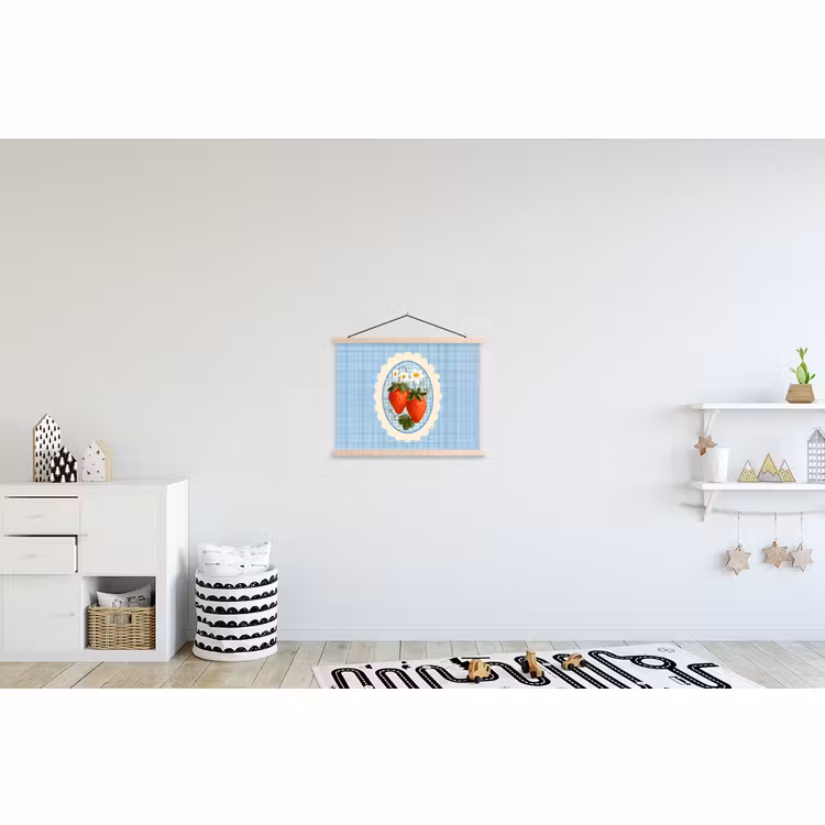 Hanging Poster - Strawberries - Frame - Red - Checkered — 3