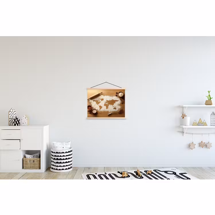 Hanging Poster - Wood - World map - Baking - Kitchen — 3