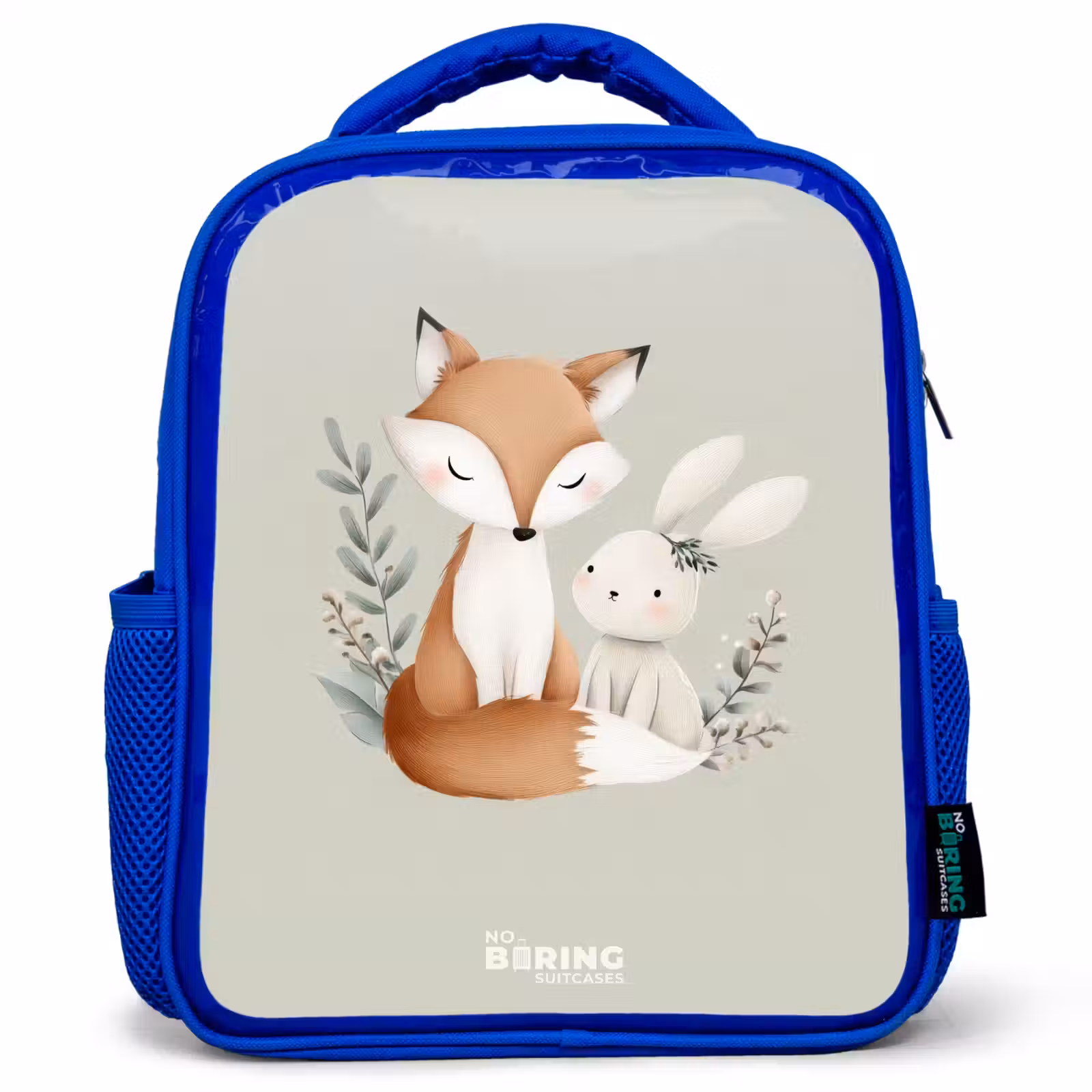 Kids' Backpacks Blue -. Fox and rabbit surrounded by green leaves β 1