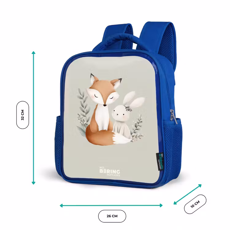 Kids' Backpacks Blue -. Fox and rabbit surrounded by green leaves β 3