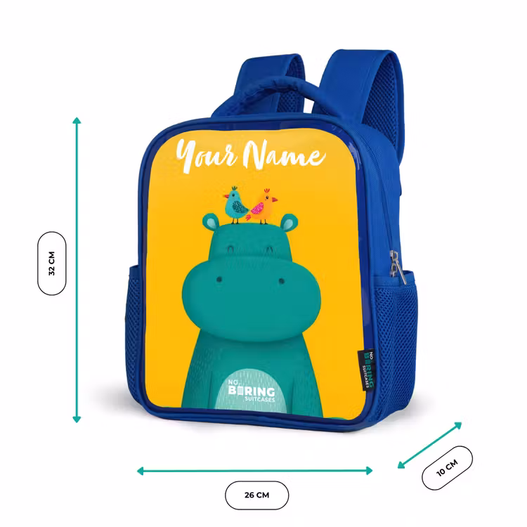 Kids' Backpacks with name Blue -. Hippo - Birds - Yellow β 3