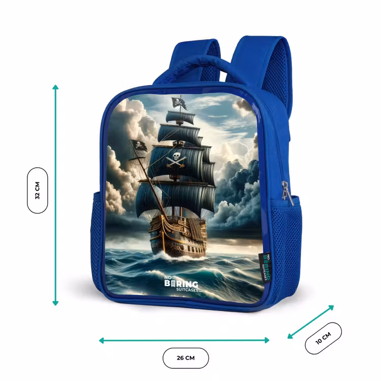 Kids' Backpacks Blue -. Pirate ship on a raging sea β 3